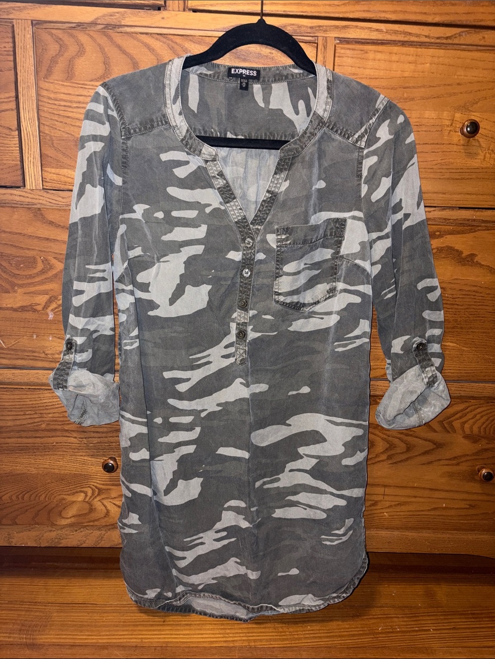 Express Camo Henley Tunic